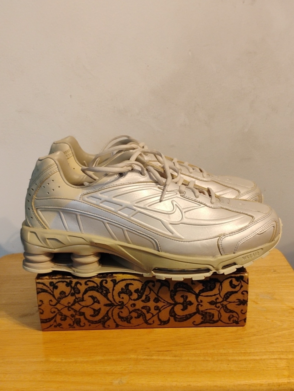 Men's Nike White and Cream Shox Running Sneakers